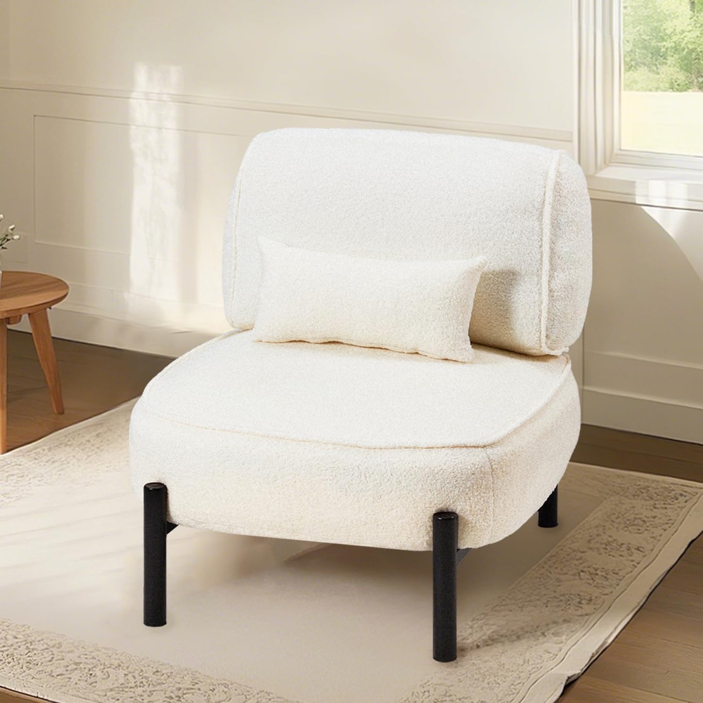 YODOLLA Mid Century Modern Accent Chair, Extra Large Teddy Upholstered Lounge Chair with Pillow