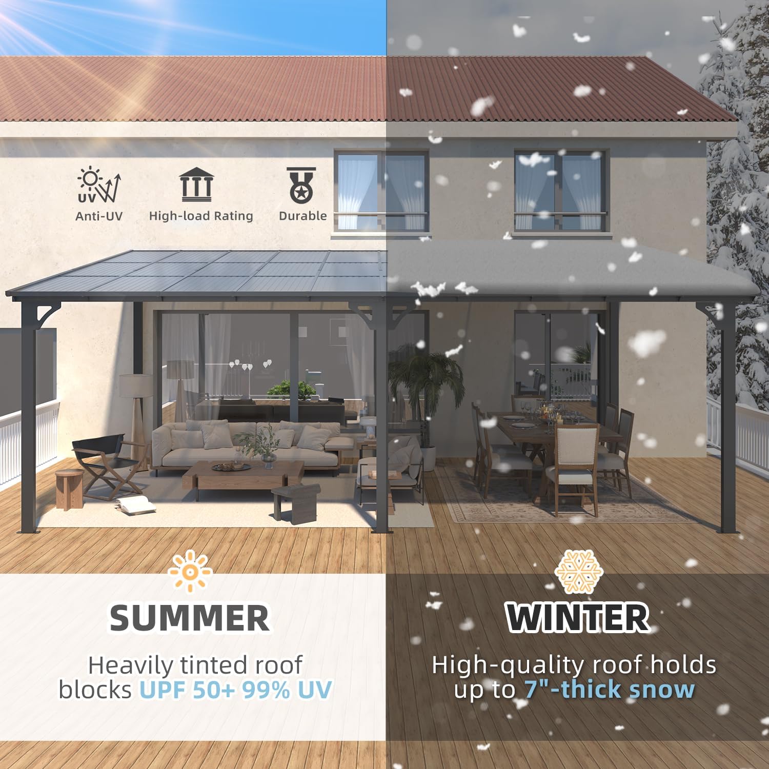 YODOLLA 20x12 Hardtop Pergola with Roof