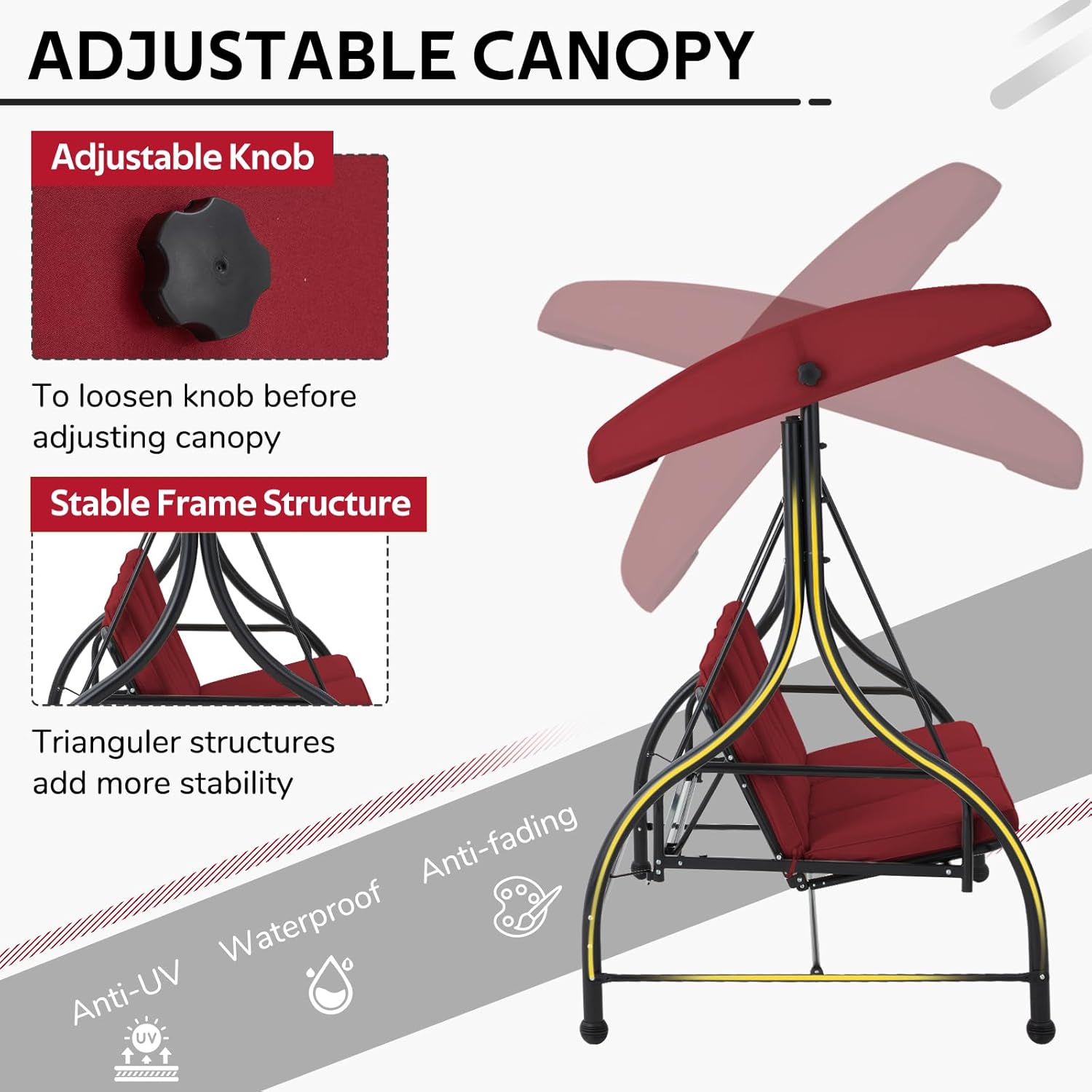 YODOLLA Patio Furniture Swing with Canopy