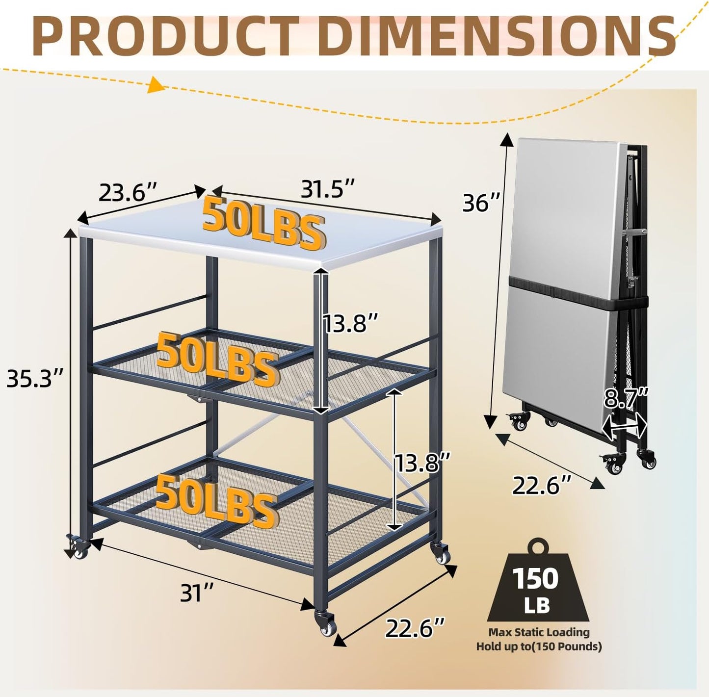 YODOLLA Stainless Pizza Oven Table with 2 Lock Casters, Silver