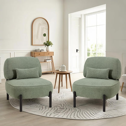 YODOLLA Mid Century Modern Accent Chair, Extra Large Teddy Upholstered Lounge Chair with Pillow