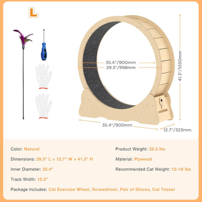 YODOLLA 39.3” Cat Wheel for Indoor Cats, Natural