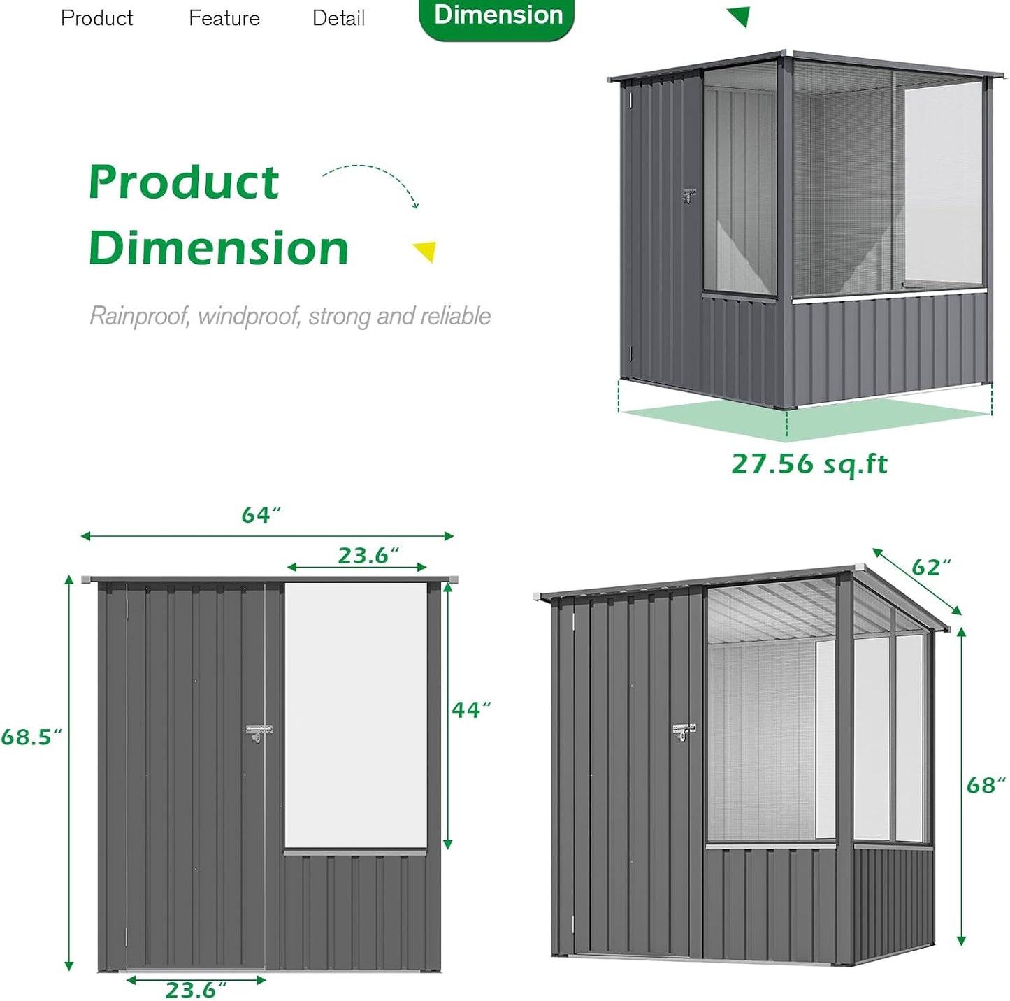 YODOLLA 5x5 FT Storage Shed, Metal Sheds & Outdoor Storage
