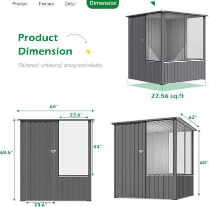 YODOLLA 5x5 FT Storage Shed, Metal Sheds & Outdoor Storage