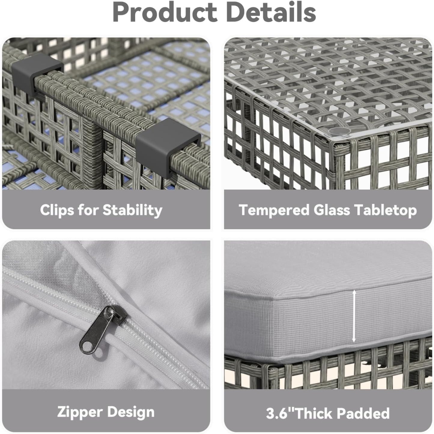 YODOLLA outdoor dining chair set grey