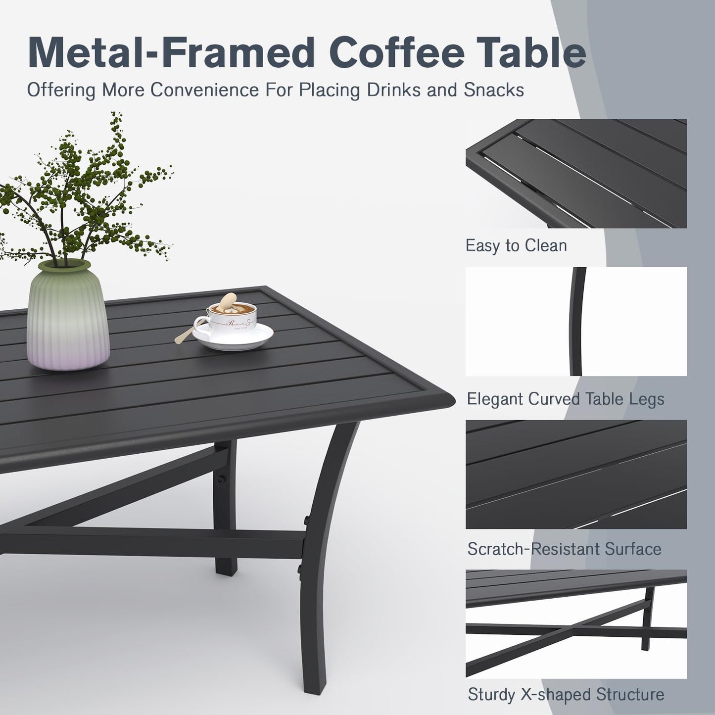 YODOLLA Outdoor Patio Furniture Set, 4 Piece Rattan Conversation Bistro Set with Coffee Table