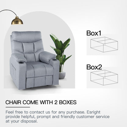 YODOLLA Massage Power Lift Recliner for Elderly, Linen Fabric, Grey