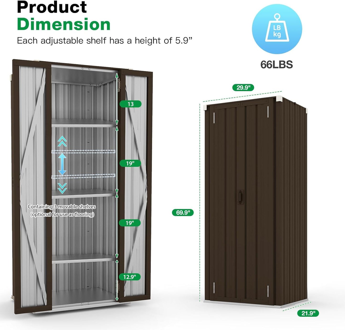 YODOLLA Vertical Garden Storage Shed, Brown