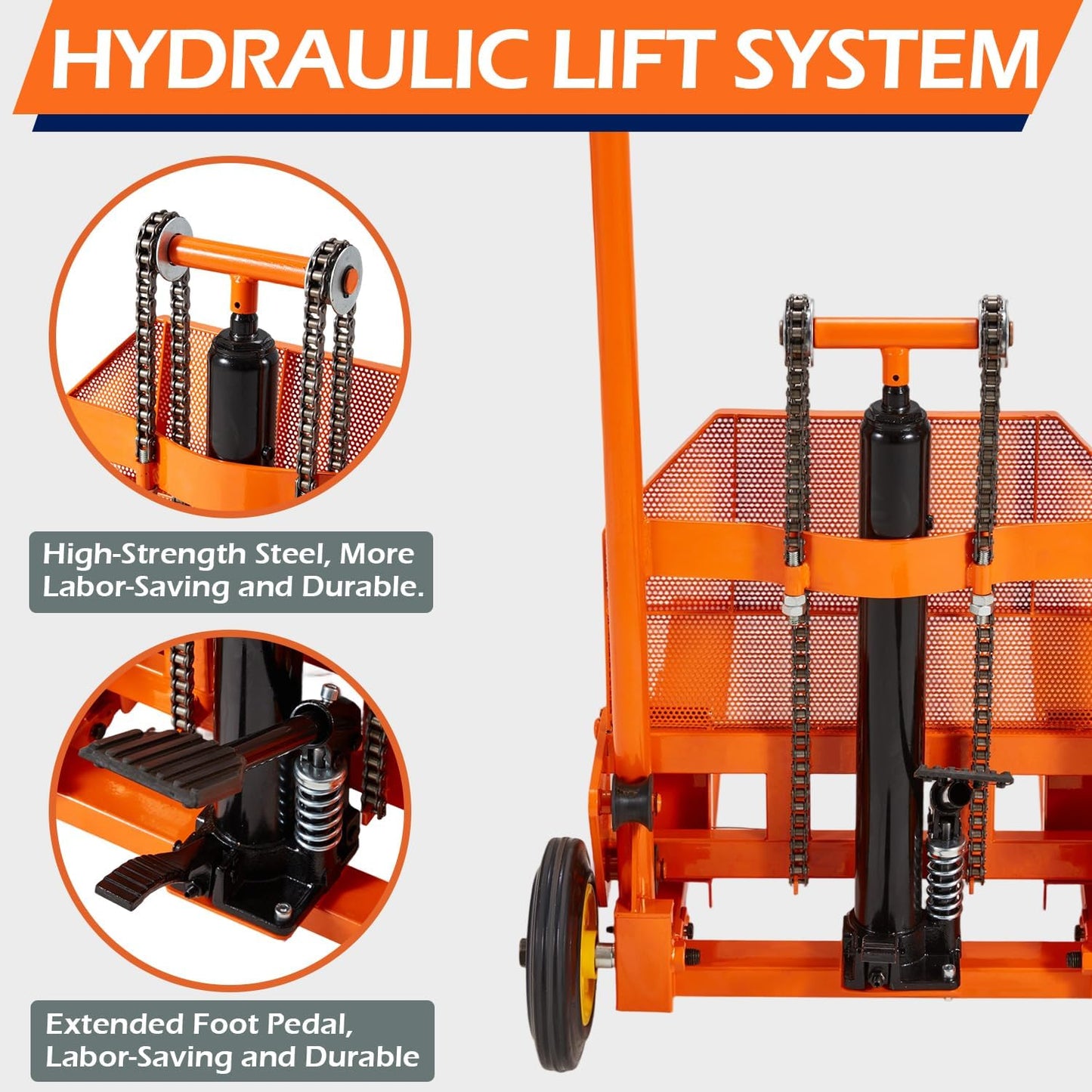 YODOLLA Material Lift Winch Stacker Hydraulic Lift Table Cart 32" Max Lift Height