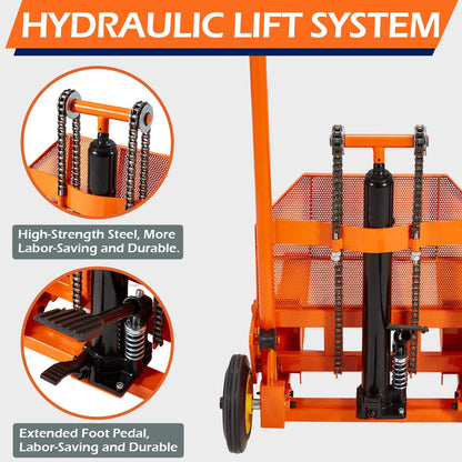 YODOLLA Material Lift Winch Stacker Hydraulic Lift Table Cart 32" Max Lift Height