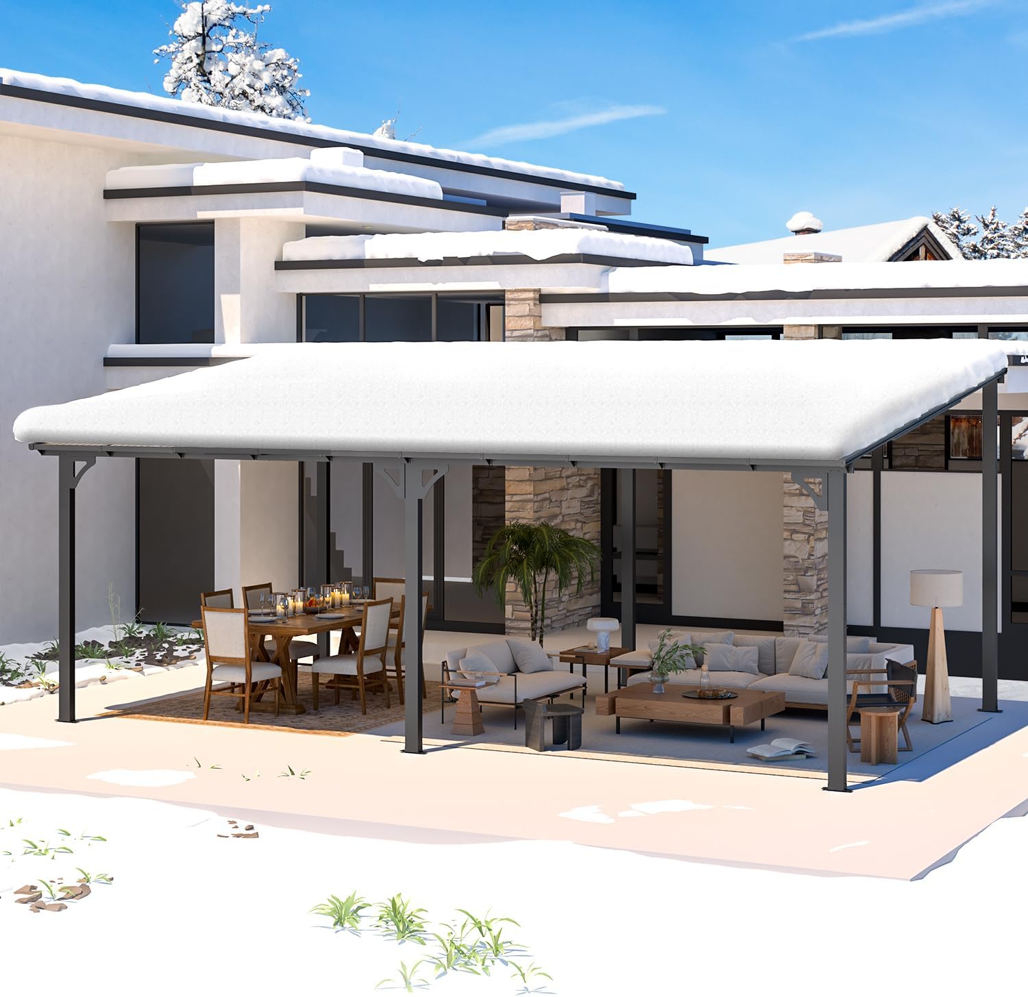 YODOLLA Black 20x12 Metal Pergola Gazebo