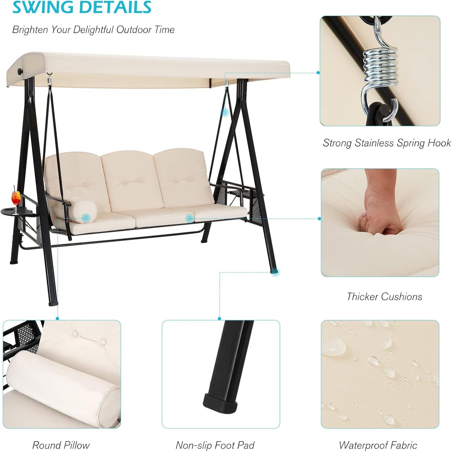 YODOLLA best porch swing for outdoors