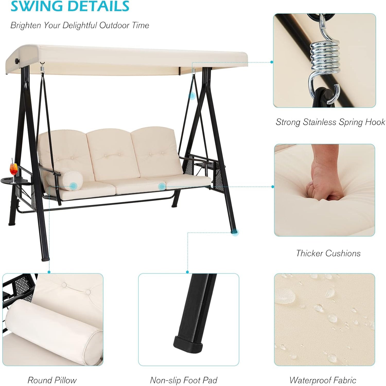 YODOLLA best porch swing for outdoors