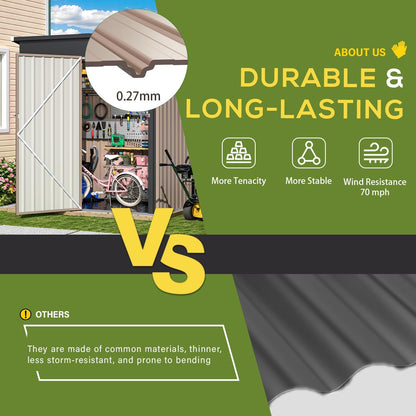 YODOLLA 5'x3' Outdoor Storage Shed with Floor Base