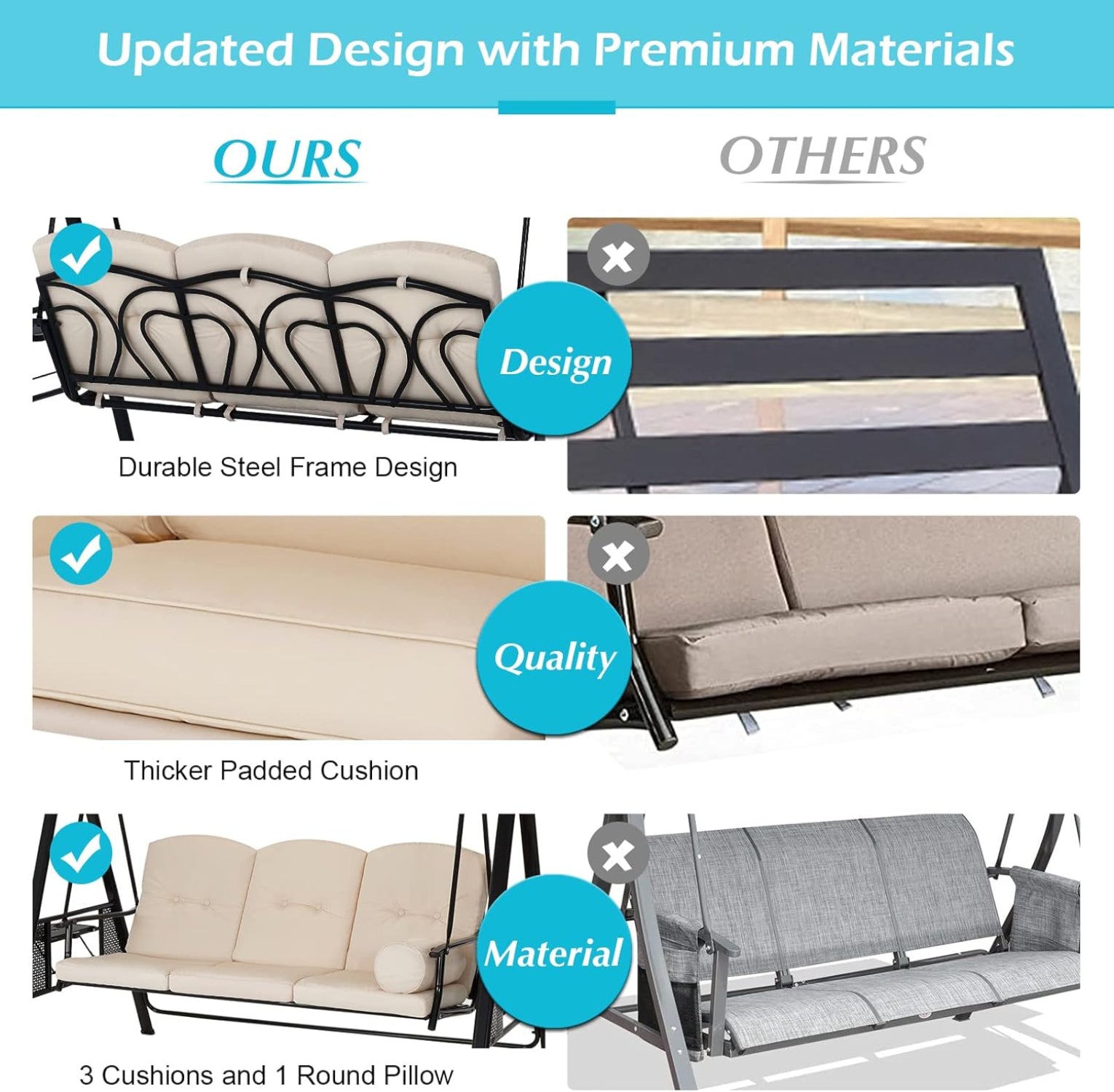 YODOLLA porch swing cushion for comfort