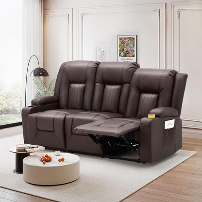 YODOLLA Home Theater Seating, 2-Cup Holders, Brown