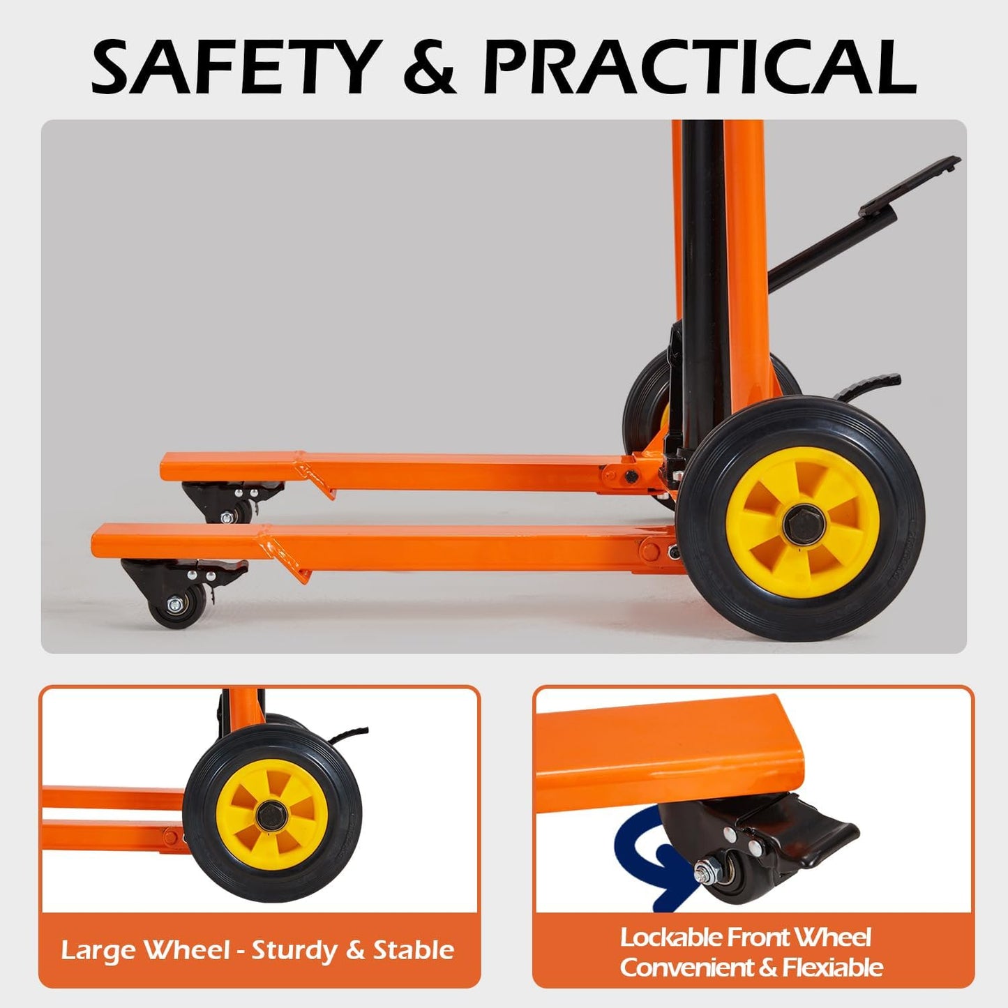 YODOLLA Material Lift Winch Stacker Hydraulic Lift Table Cart 32" Max Lift Height