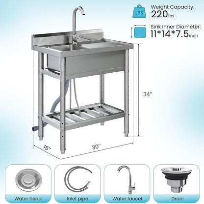 YODOLLA Freestanding Stainless Steel Utility Sink