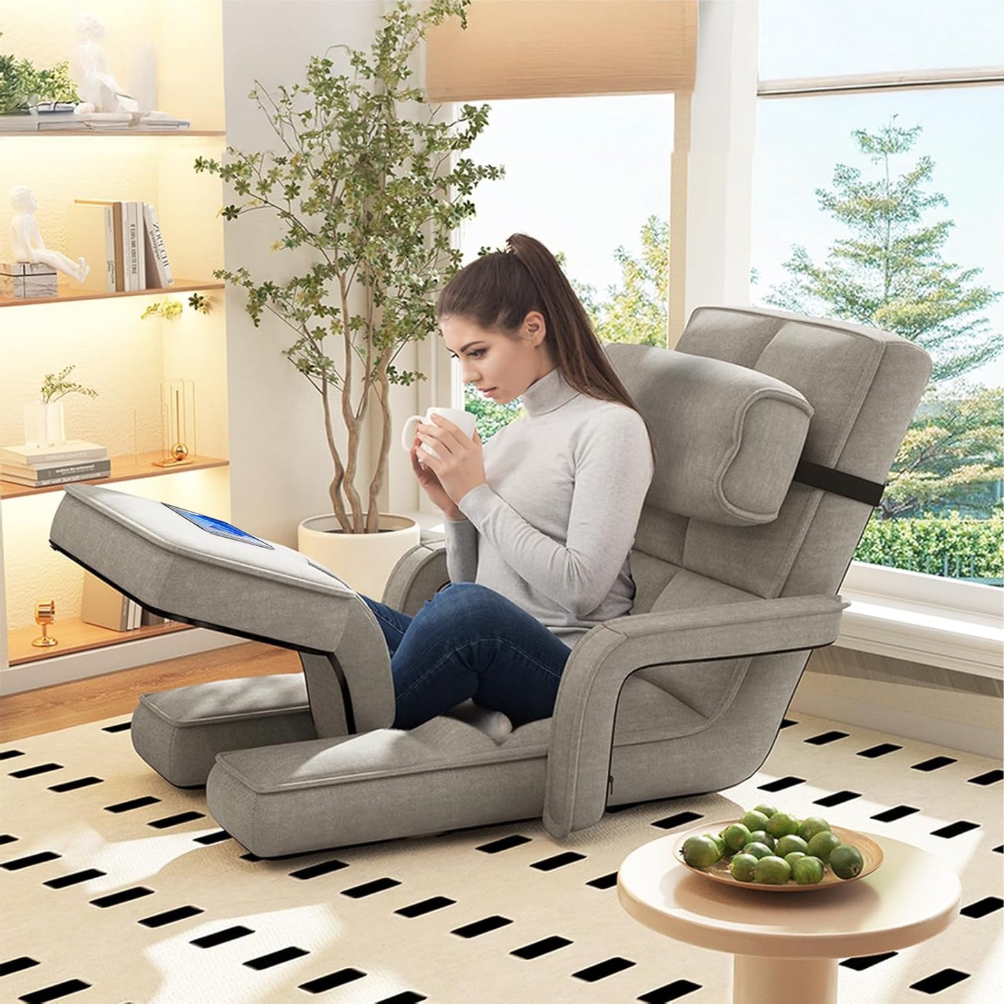 YODOLLA Folding Floor Chair, Small Sofa with Back Support