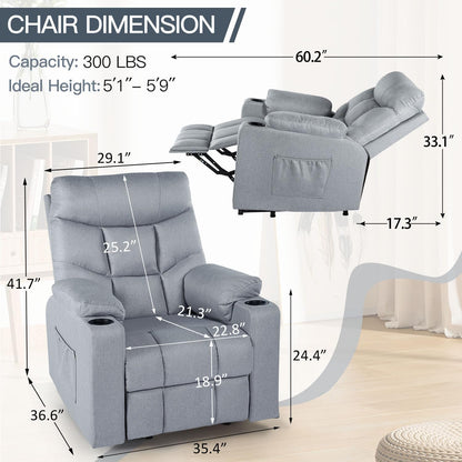 YODOLLA Massage Power Lift Recliner for Elderly, Linen Fabric, Grey