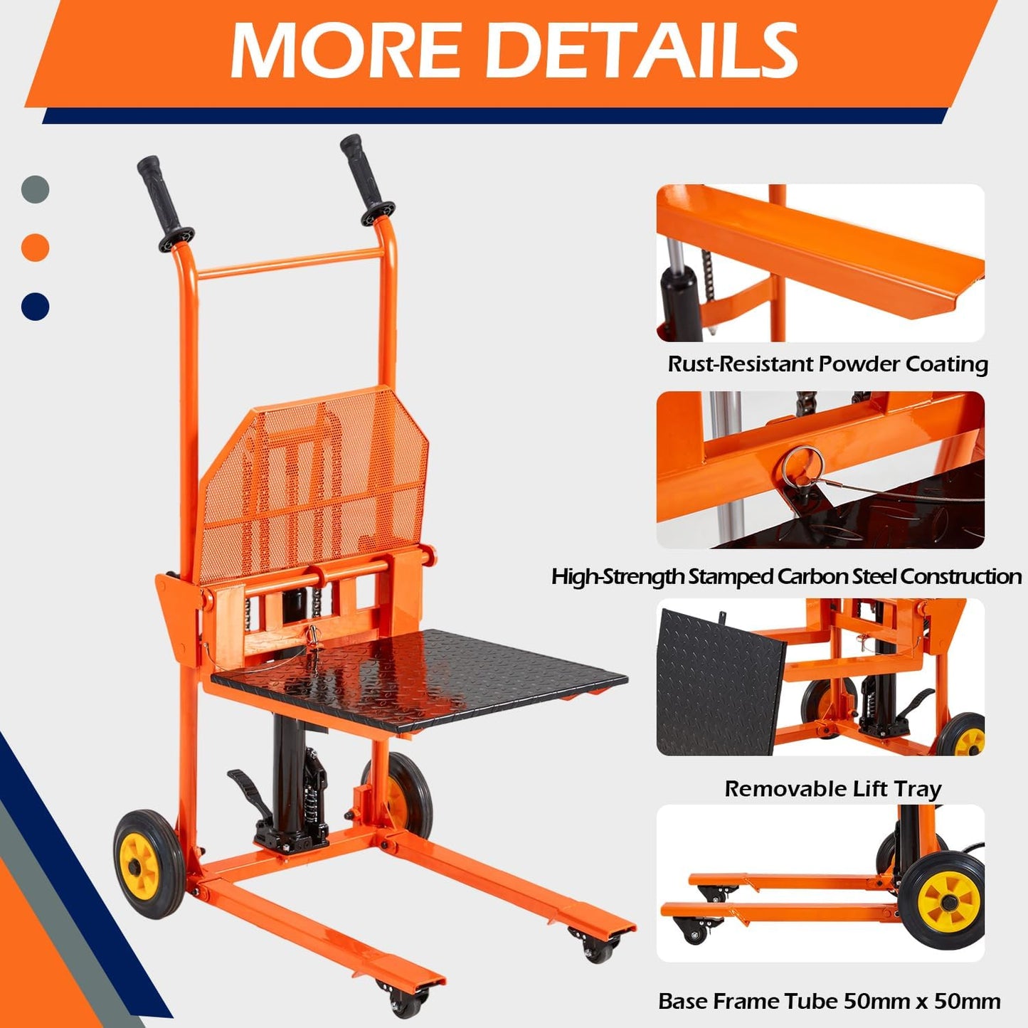 YODOLLA Material Lift Winch Stacker Hydraulic Lift Table Cart 32" Max Lift Height