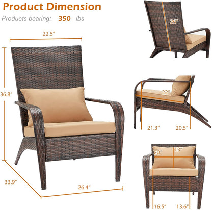 YODOLLA 2PCS Patio Adirondack Wicker Chair, Brown