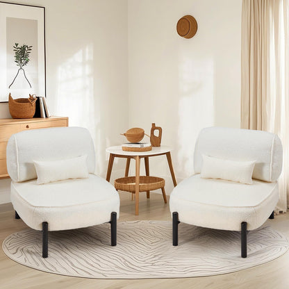 YODOLLA Mid Century Modern Accent Chair, Extra Large Teddy Upholstered Lounge Chair with Pillow