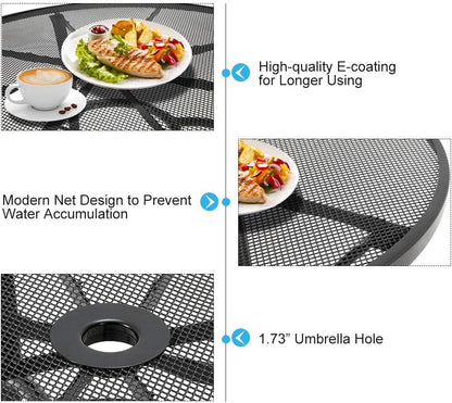 YODOLLA Metal Patio Table with Umbrella Hole