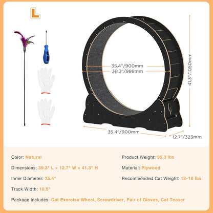 YODOLLA 39.3” Cat Wheel for Indoor Cats, Black