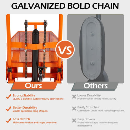 YODOLLA Material Lift Winch Stacker Hydraulic Lift Table Cart 32" Max Lift Height