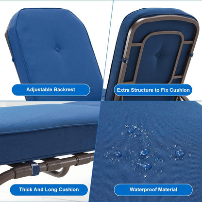 YODOLLA Adjustable Outdoor Chaise Lounge, Blue