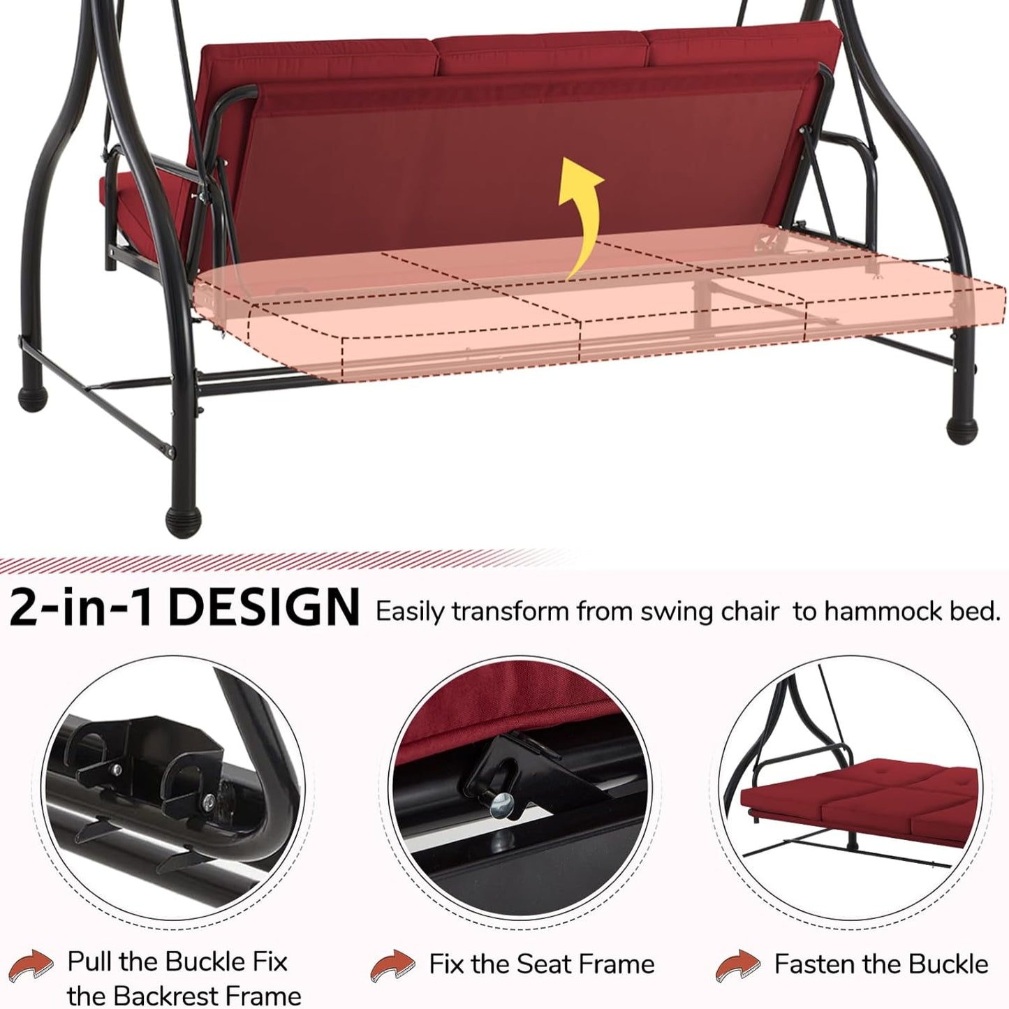 YODOLLA 3-Seat Patio Swing