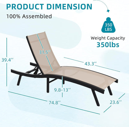 YODOLLA Outdoor Chaise Lounge, All Weather Pool Lounge Chairs Ergonomic Design