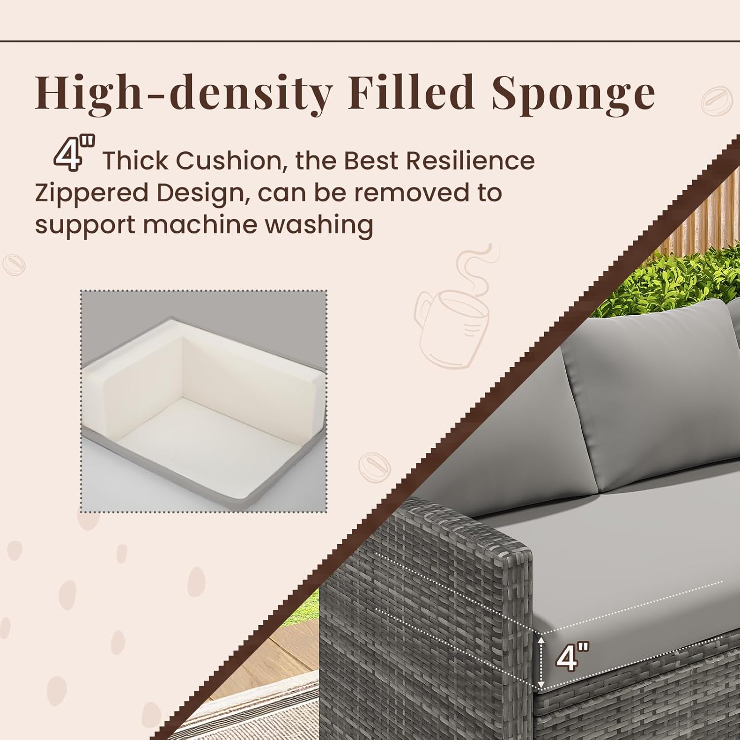 YODOLLA rattan furniture set grey