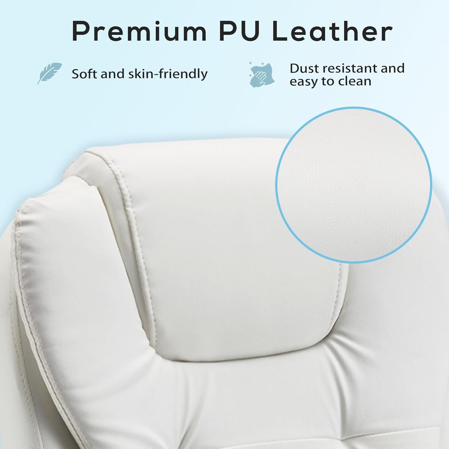 YODOLLA Massage Office Chair with Heat w/Retractable Footrest, Cream White