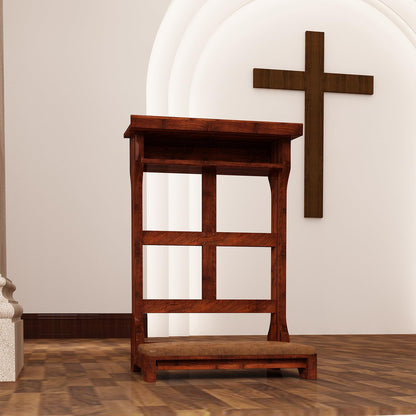 YODOLLA Acacia Wood Prayer Kneeler Bench with Storage Shelf & Soft Cushion