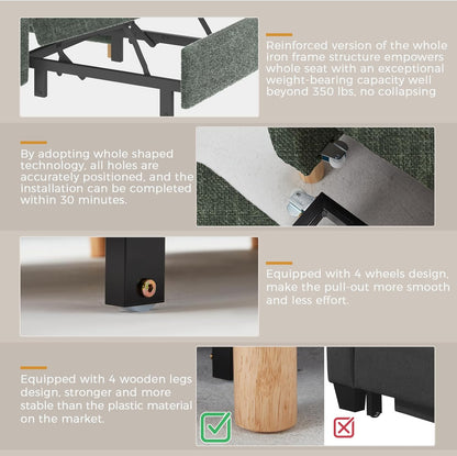 YODOLLA 3 in 1 Chair Bed Sleeper for Adults, Green