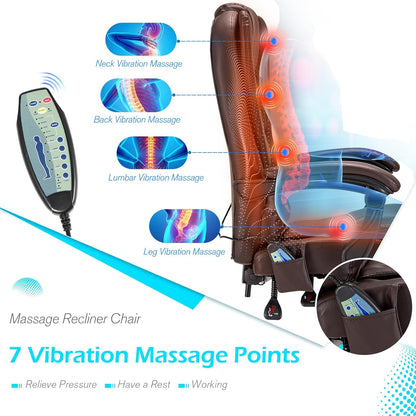 YODOLLA Massage Office Chair with Heat w/Retractable Footrest, Brown