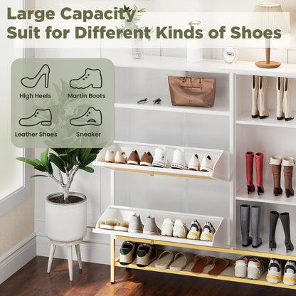 YODOLLA Shoe Storage Cabinet with 2 Flip Drawers Hidden Shoe Organizer