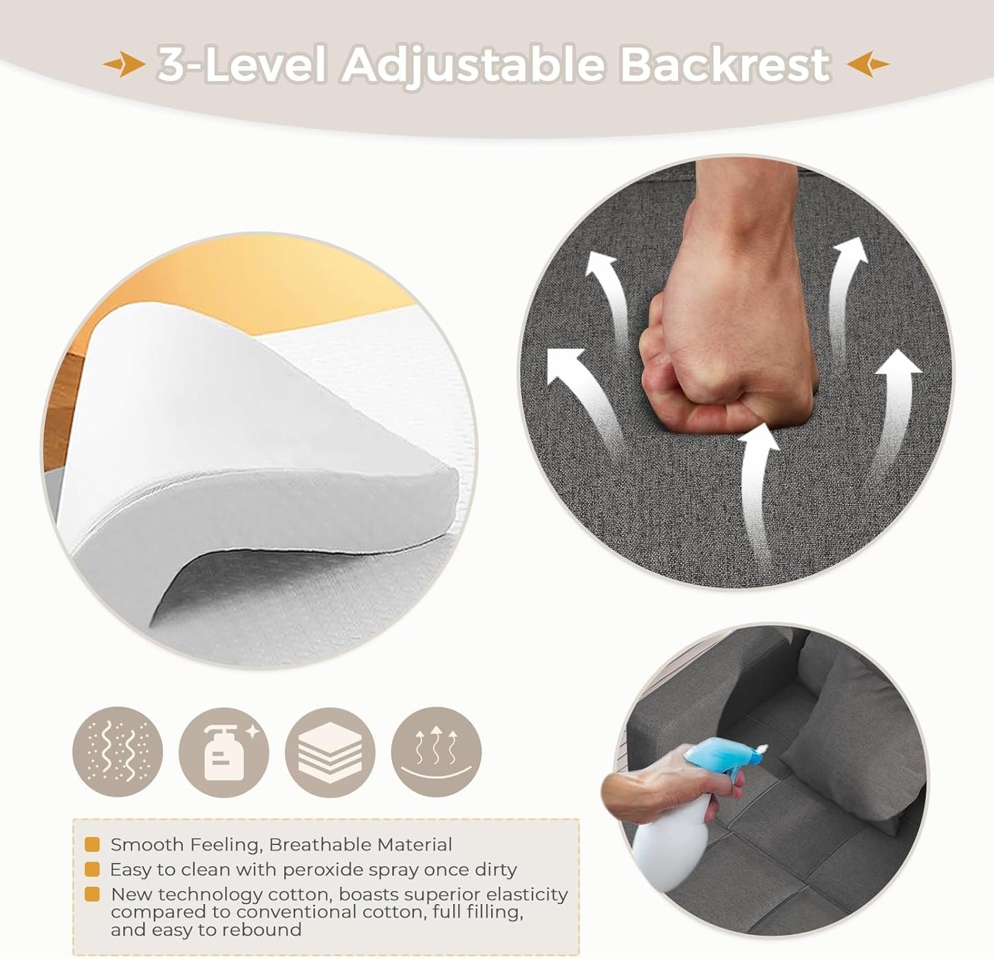 YODOLLA 36" Convertible Chair Bed, Modern Grey