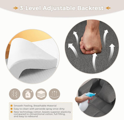 YODOLLA 36" Convertible Chair Bed, Modern Grey