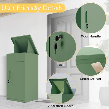 YODOLLA Lockable Anti-Theft Parcel Drop Box With Mailbox For Porch Fence Curbside, Green