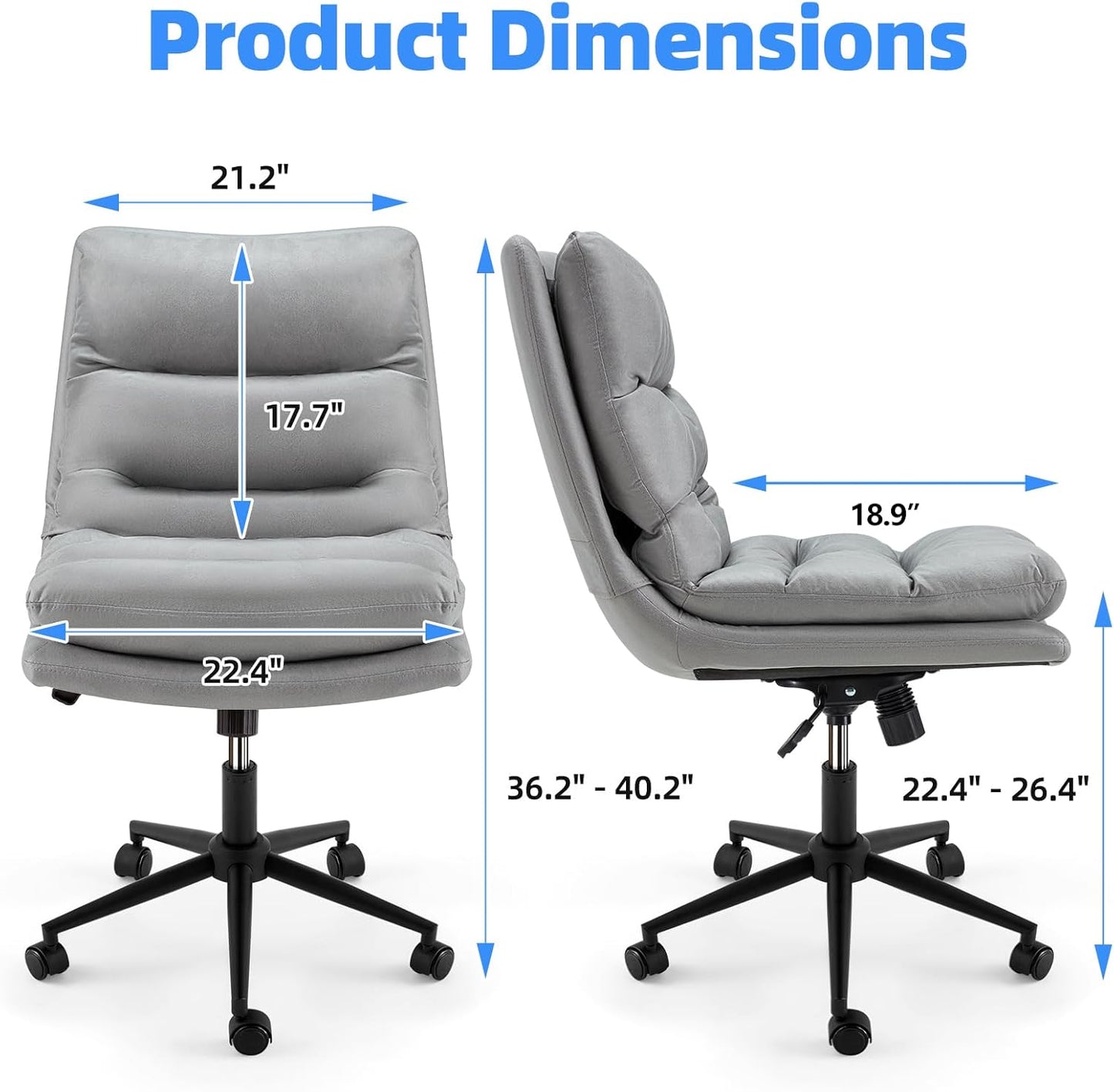 YODOLLA Office Chairs Swivel Desk Chair, Faux Leather Gray