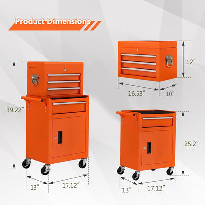 YODOLLA 4-Drawers Heavy Duty Tool Cart with Wheels, Orange