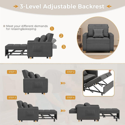 YODOLLA 36" Convertible Chair Bed, Modern Grey