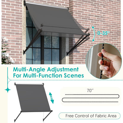 YODOLLA Retractable Awning, Manual Outdoor Awnings, Dark Grey