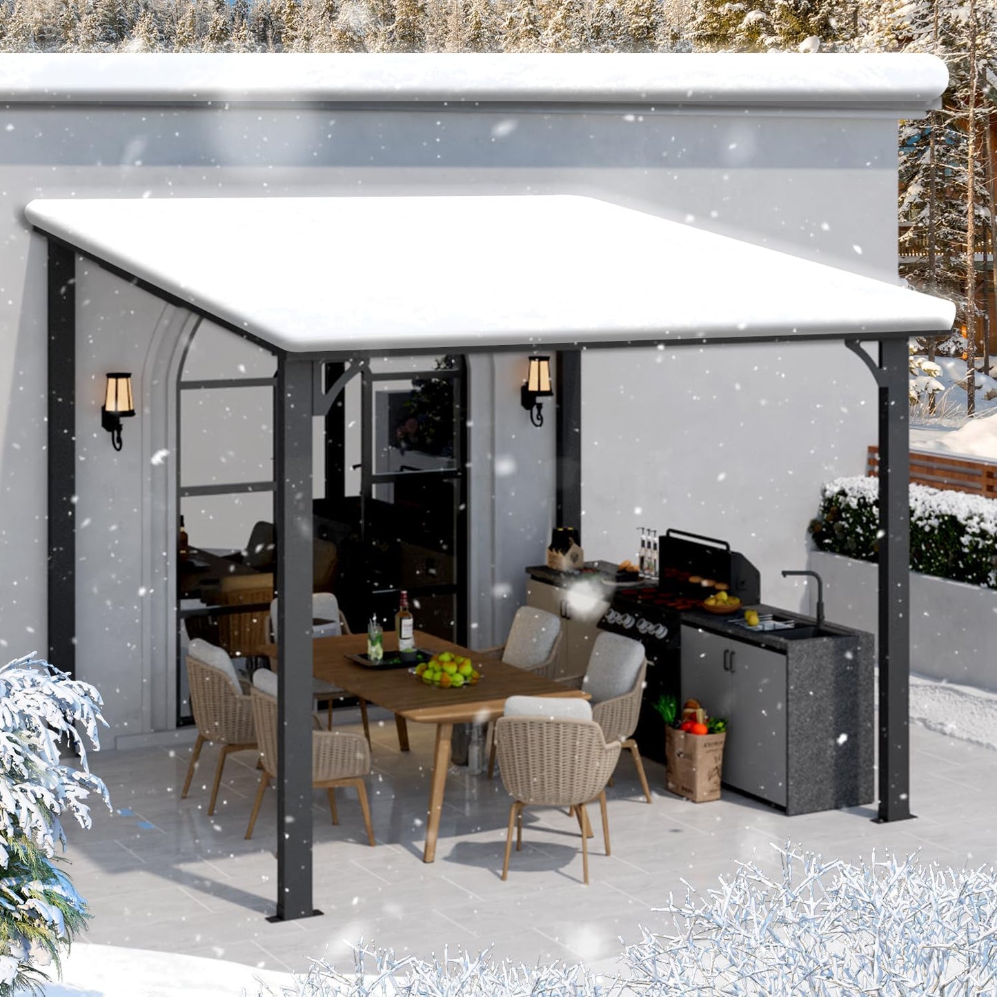 YODOLLA 10' x 10' Outdoor Pergola Hardtop Gazebo, Dark Gray