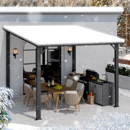 YODOLLA 10' x 10' Outdoor Pergola Hardtop Gazebo, Dark Gray