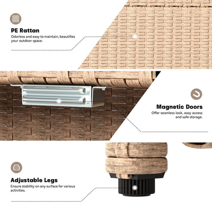 YODOLLA Outdoor Rattan Storage Cabinet, Waterproof, Beige