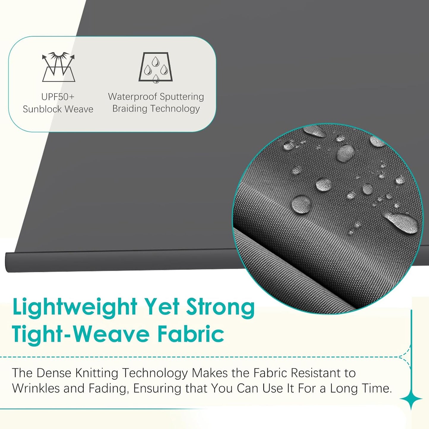 YODOLLA Retractable Awning, Manual Outdoor Awnings, Dark Grey